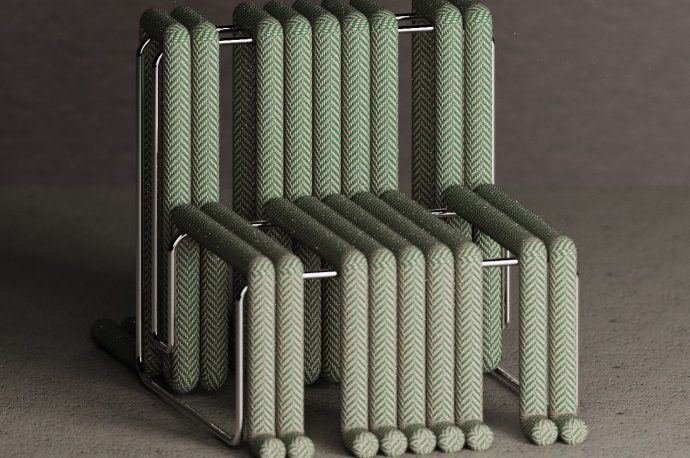Unusual lounge chair uses sponge-filled ropes to mimic a certain insect