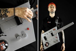 The “Willy Wonka” of musical instruments created this oddly appealing portable MIDI guitar
