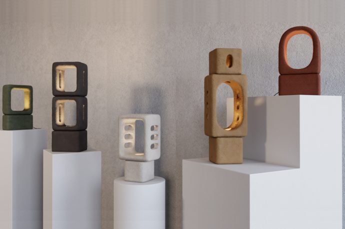 Stone light sculptures use shadow play to create a more dramatic effect