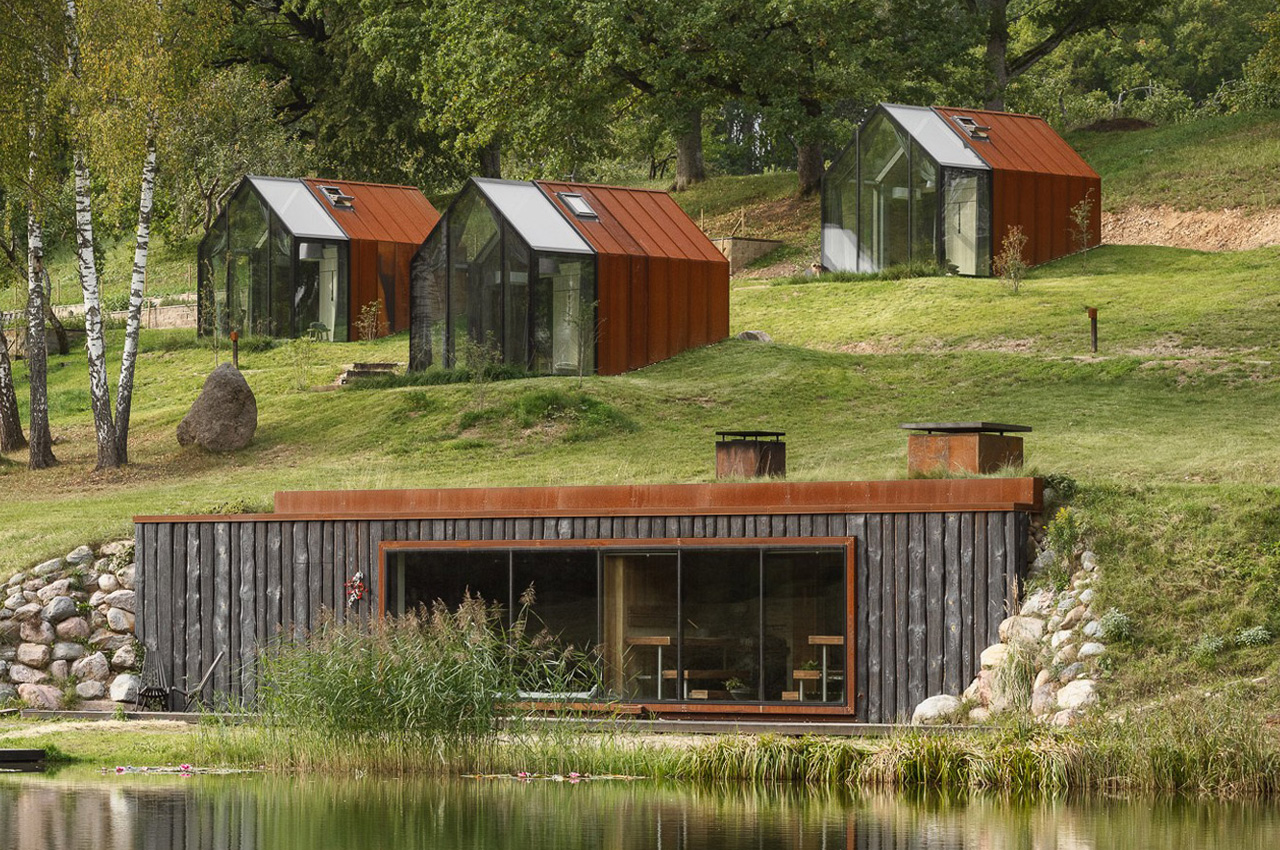 #Corten Steel & Glass Cabins Make Up A Wonderful Wellness Resort In Latvia