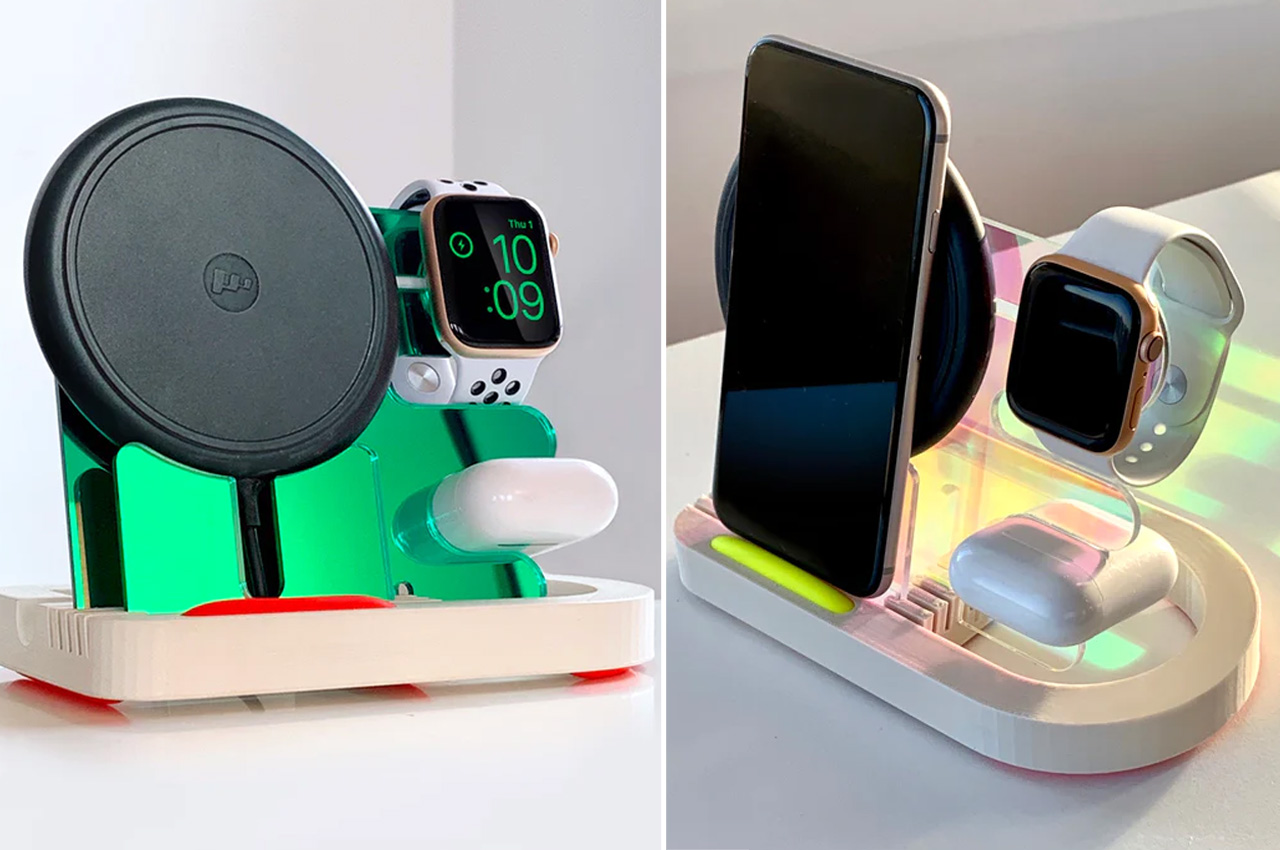 This designer is handcrafting attractive MagSafe charging stands from laser-cut acrylic