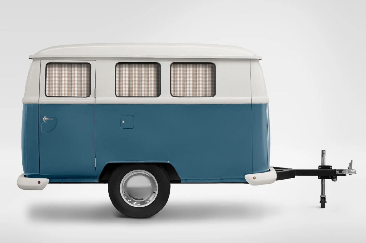 #VW-inspired 10-ft towable camper pop-up roof increases standing headroom to 6 feet 4 inches