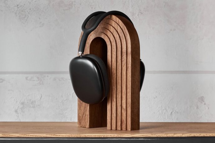 Gorgeous hardwood Headphone Stand brings a classy minimalism to your tech setup