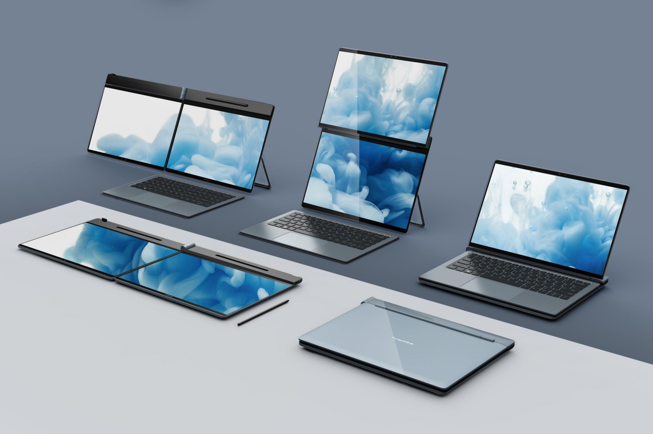 Compal Dual Screen Laptop Concept Can Be Unfolded In Either Direction Compal Dual Screen Laptop Concept Can Be Unfolded In Either Direction