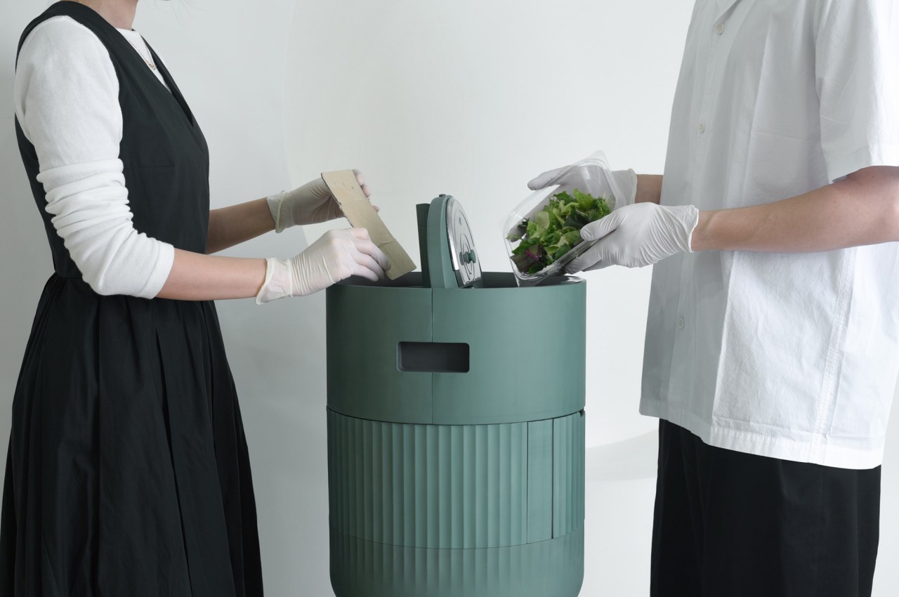 #Food compost bin concept turns food waste and cardboard into fertilizer