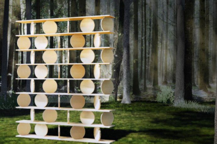 Modular wooden bookshelf is inspired by Ryuichi Sakamoto’s vision