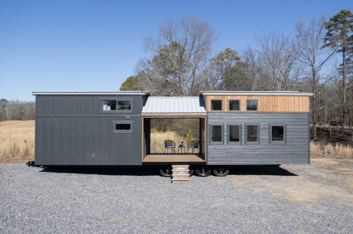 ‘Not-So-Tiny’ Tiny Home Has A Central Porch That Splits The House In Two