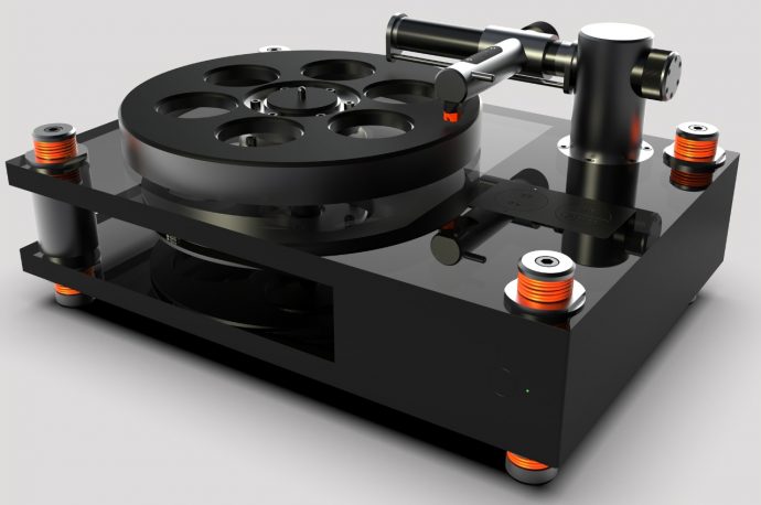 Vinyl turntable concept uses industrial materials and design