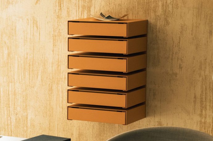 Wall-mounted drawers offer storage that leaves your floor clear and free