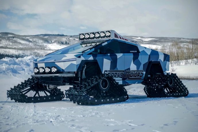 YouTuber Turns Tesla’s Cybertruck Into A Full-Blown Snowmobile With Tracks Instead Of Wheels