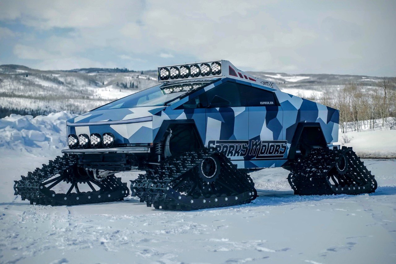 #YouTuber Turns Tesla’s Cybertruck Into A Full-Blown Snowmobile With Tracks Instead Of Wheels