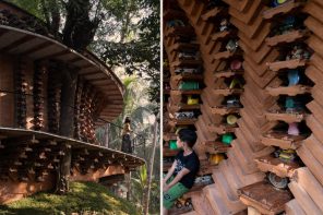 A Sustainable Circular Home that displays Discarded Toys on the Walls as Unique Decor