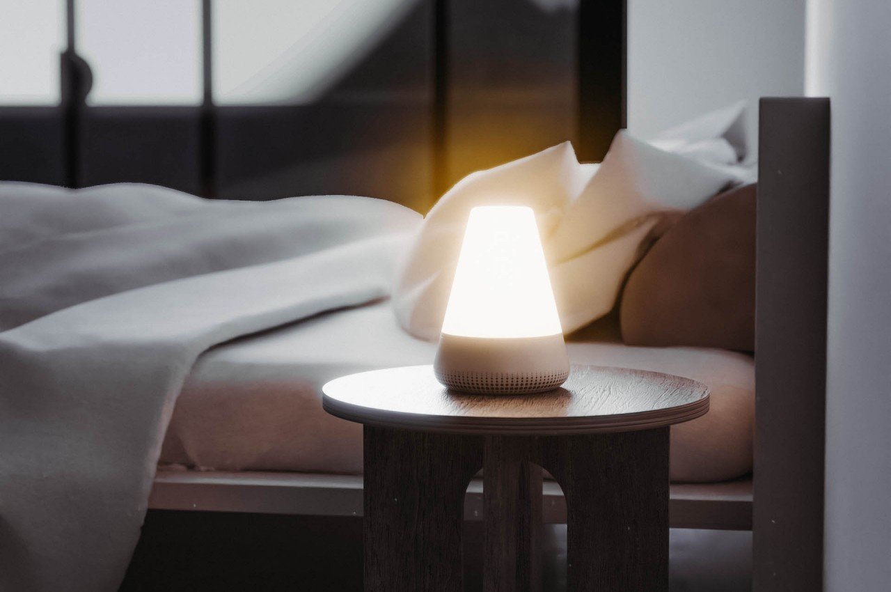 #Bedside lava lamp concept improves sleep with white noise, warm lights