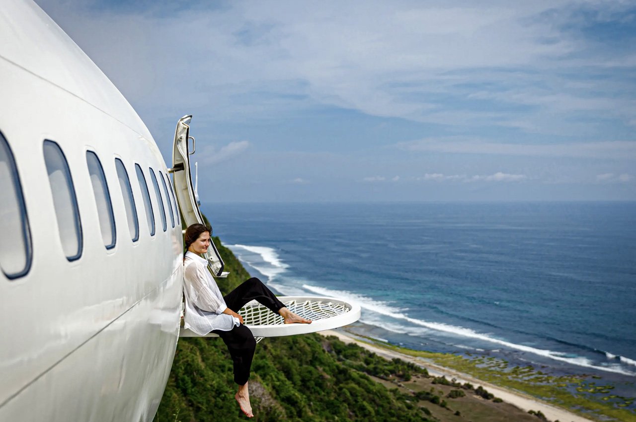 A Boeing 737 Was Transformed Into This Luxurious Villa Perched On A Cliffside In Bali