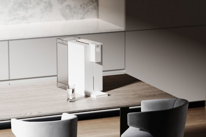 Minimalist water dispenser concept sits on your desk or table for easy access