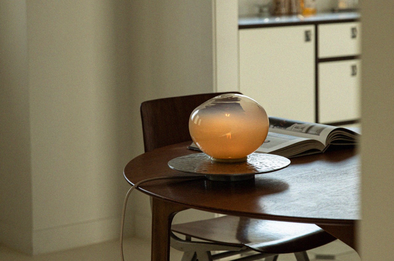 #Enchanting glass bubble lamp peeks from surfaces like a playful fairy