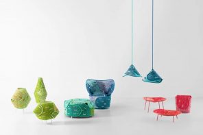 Japanese-inspired furniture line is made from recyclable, colorful fabric
