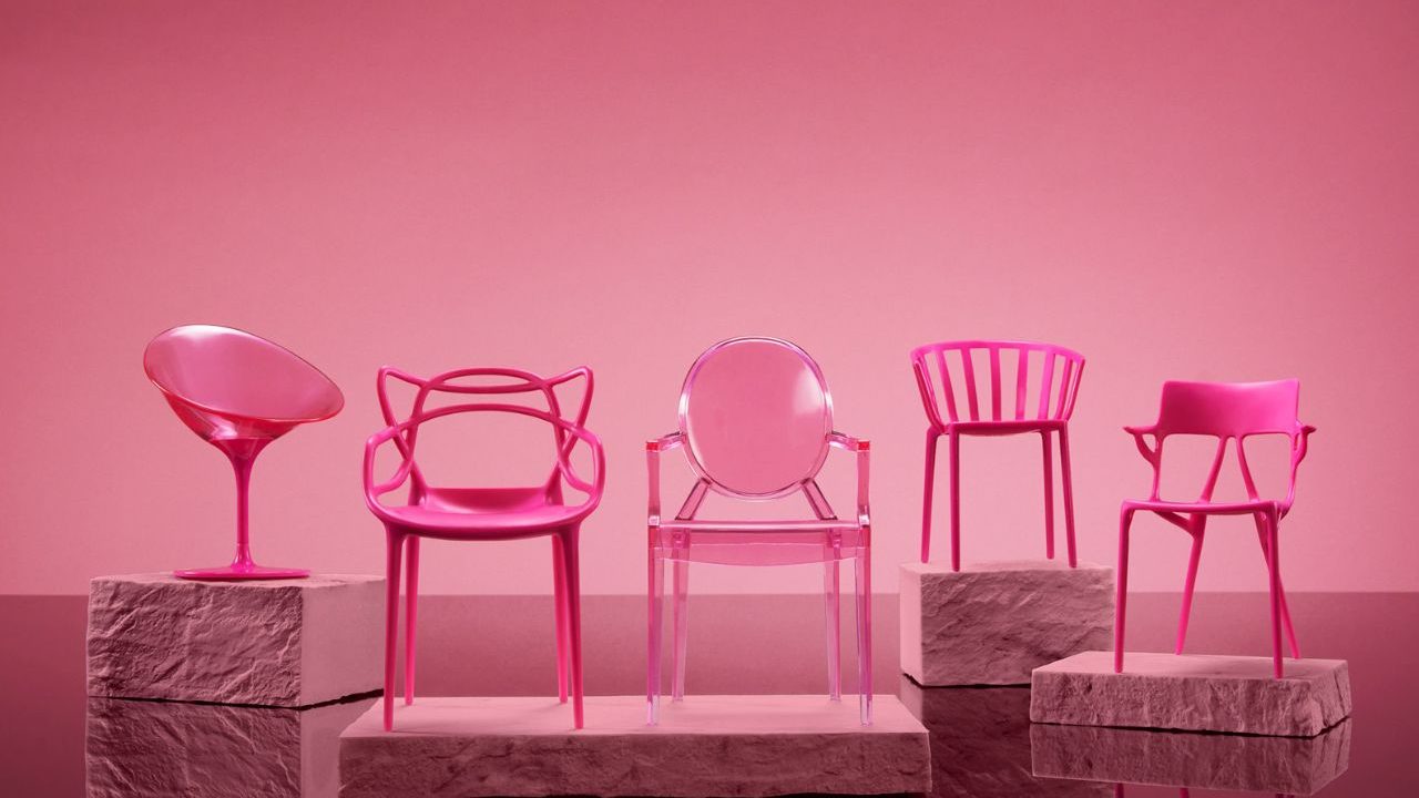 【お盆迄】EXPO2025フランス館 椅子RED×PINK×BURGUNDY Kartell_barbie_chairs_01-