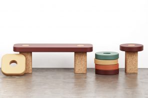 Modular cork stool concept offers sustainable seating by turning into a bench