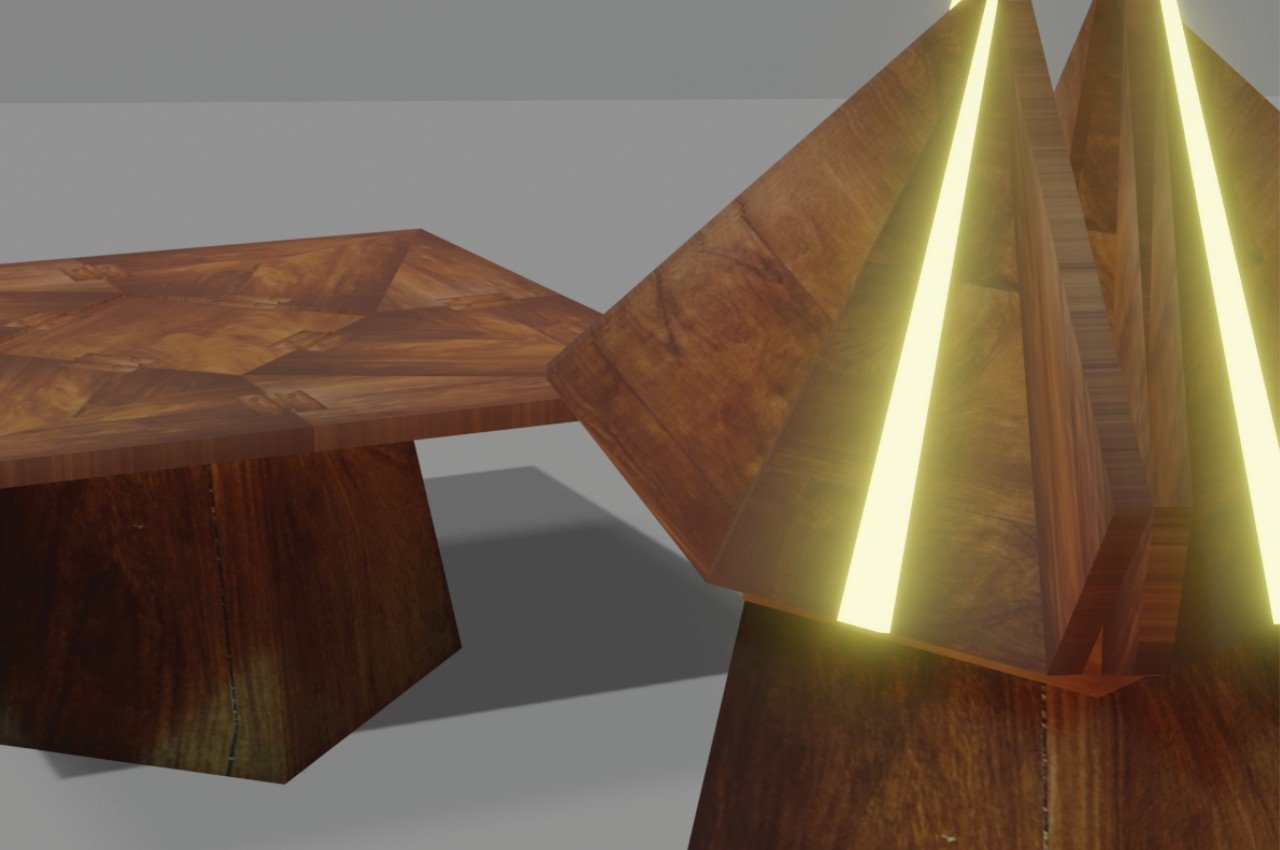 #Origami-inspired table concept folds into a lamp to save space