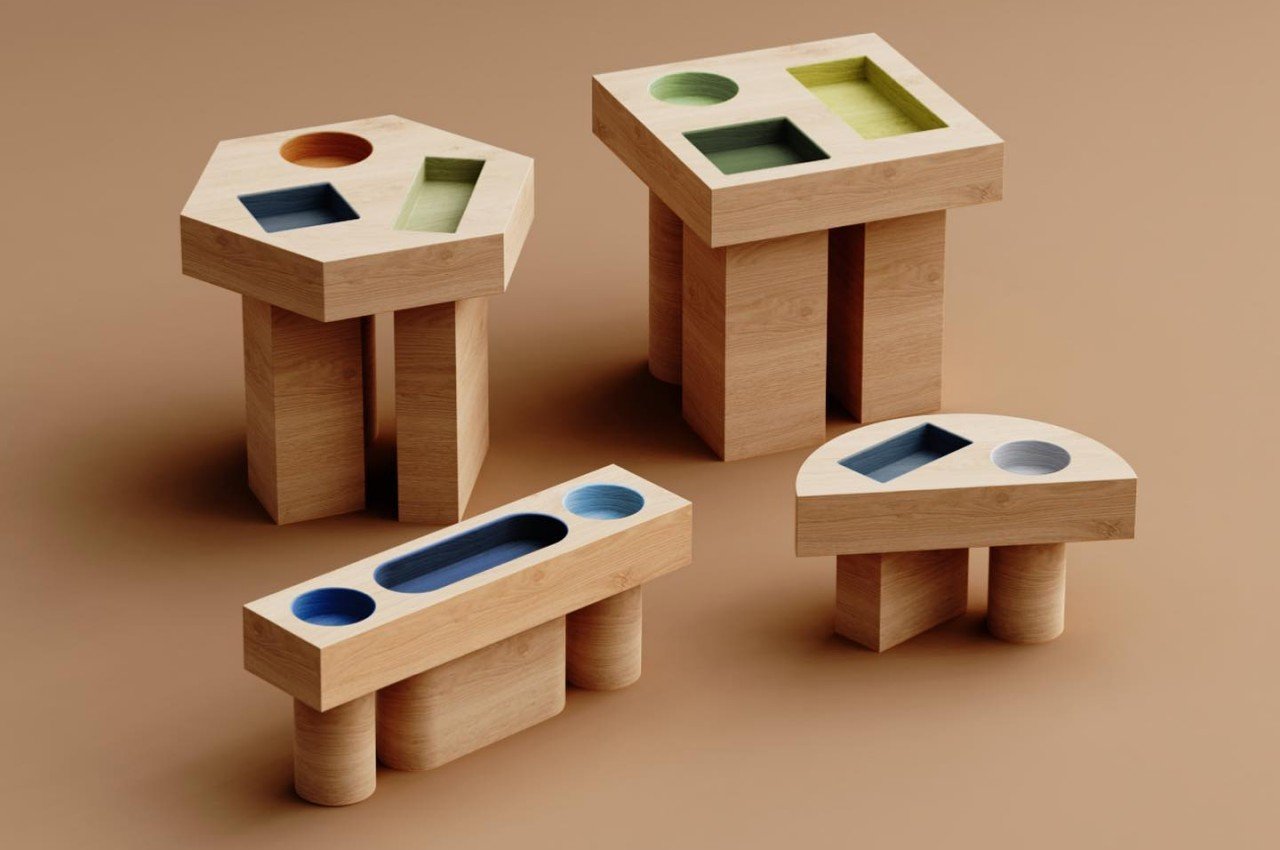 #Quirky wooden side tables bring delight with geometric holes like a kid’s game