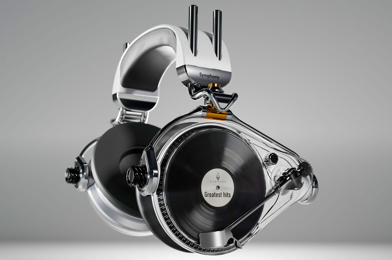 #Symphony headphones boast a mini vinyl player to toggle the music playing experience