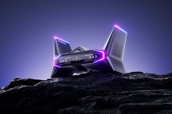 Futuristic mini PC is like a spaceship ready to take gaming to new heights