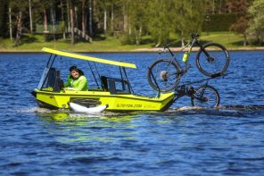 This e-Trailer with 200W Solar Panels turns into an electric motorboat for limitless travel anywhere