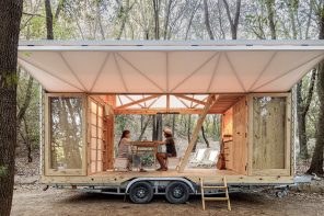 The Moca Dwelling Is A Wooden Mobile Home With Fabric Facades For More Openness