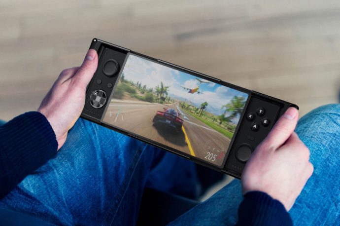 Xbox Half handheld gaming console has retractable side panels to hide away buttons and joystick