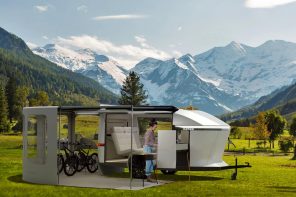 All-in-one camping trailer has everything you need, and can even charge your e-bikes