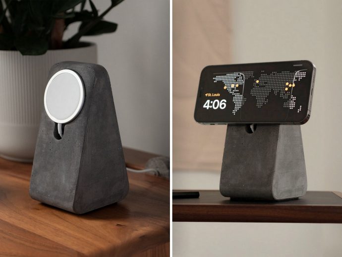 Concrete iPhone MagSafe Stand adds a touch of Brutalism to your Desk Setup