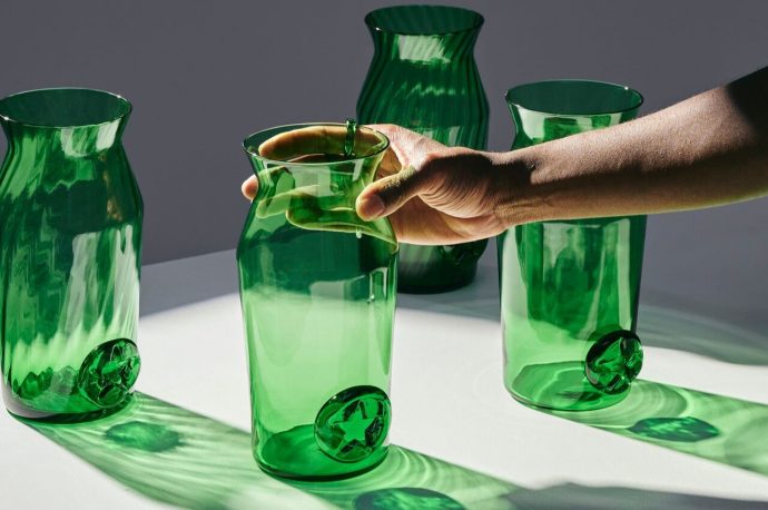 Heineken Bottles get transformed into Recycled Glassware and Lampshades