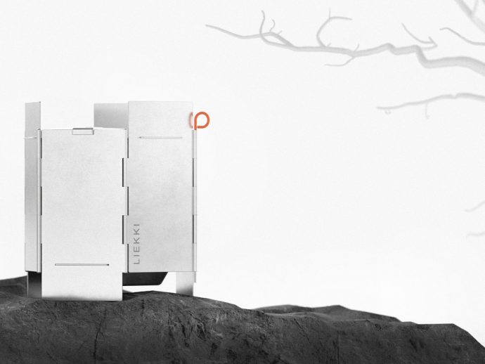 Foldable heater and camping stove concept attaches to your bike for outdoor adventures