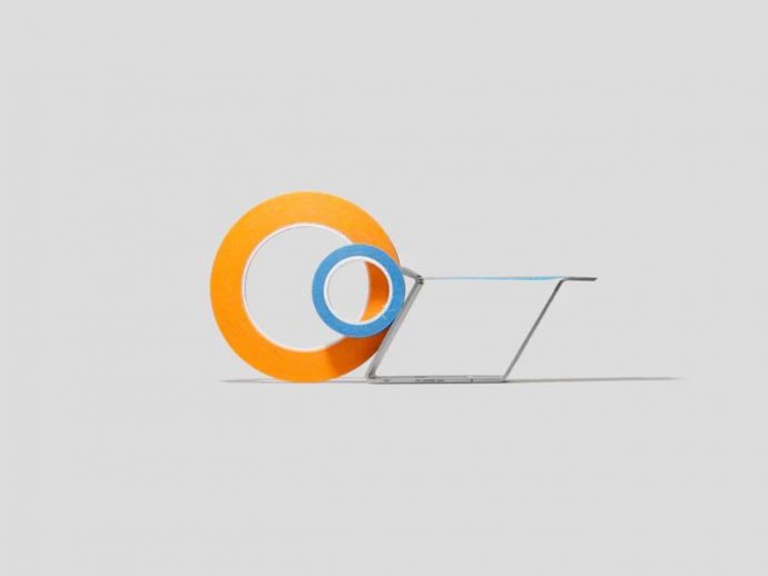 Minimal bent tape dispenser is made from a single piece of steel