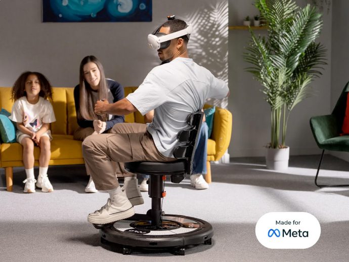 Meta approved Roto VR chair rotates with your head movements to makes gameplay immersive