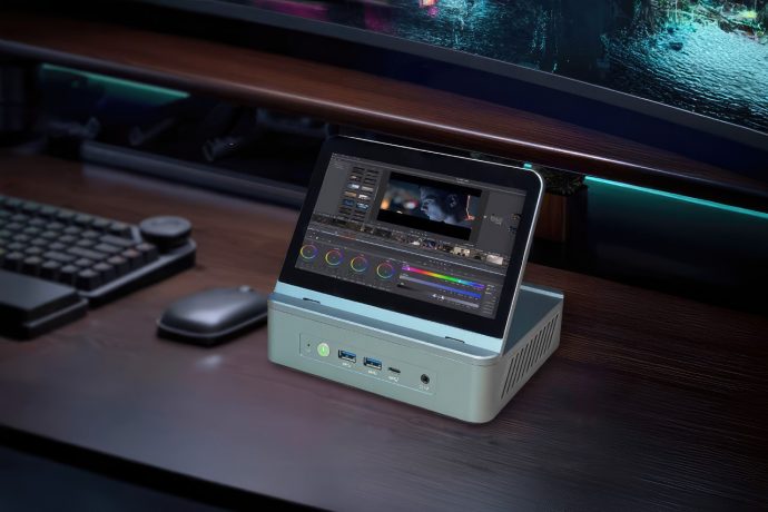 Mini-PC the size of a Mac Studio comes with a Ryzen 9 Chipset and a 7-inch Touchscreen