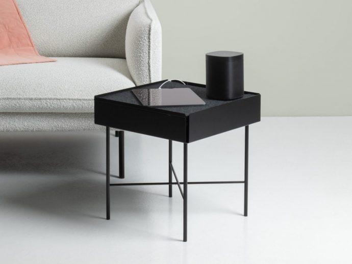 Minimalist Side Table Hides a Simple But Effective Cable Management System