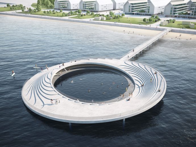 Proposed urban swimming pool in Lisbon brings river closer to the city