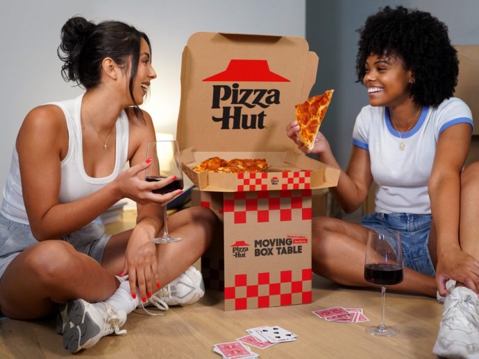 Pizza Hut brings you a Moving Box Table for your pizza break