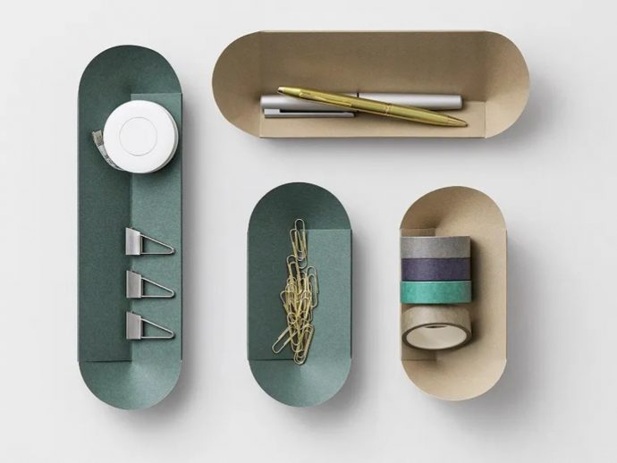 DIY foldable desk organizer is made from recycled Campus notebook paper