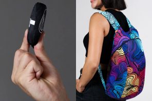 This Ultra-Compact Full-Size Backpack folds down to the size of a Flip Phone