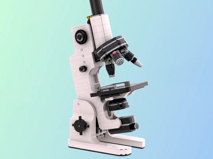 LEGO Microscope with a Functional Rotating Eyepiece lets you Examine LEGO Bacteria Samples