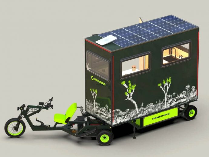 This e-trike micro camper loaded with smart features is a handful to drive around