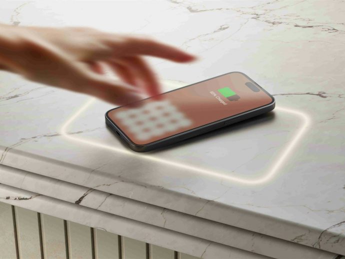 Marble kitchen counters and tabletops will charge your phone while you work