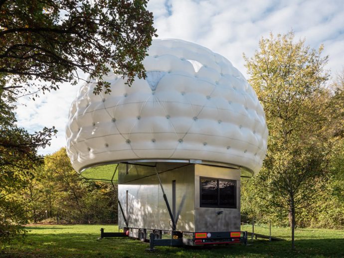 The Upper Floor Of This Ingenious Tiny Home Inflates To Accommodate Six People
