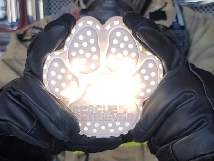 Paw-shaped smoke detector and strobe light can help save pets in a fire