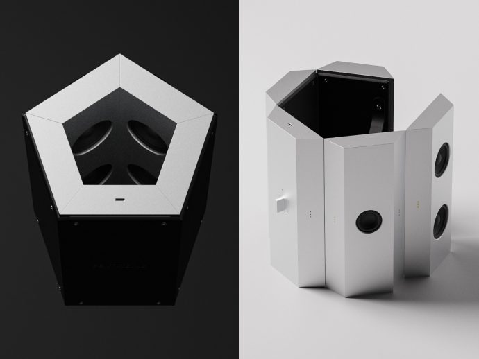 Pentagon-shaped foldable speaker concept changes its form to adapt to your life