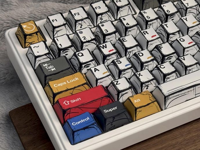 Level Up Your Mechanical Keyboard With These 2D Sketched Comic Book-Style Keycaps