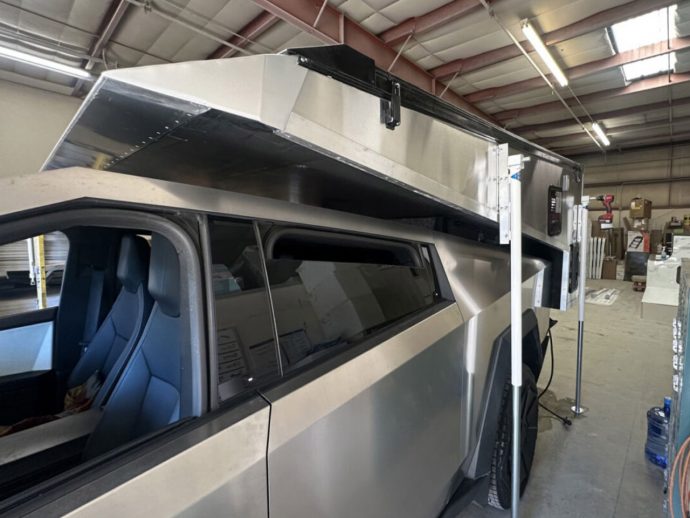 CyberPhoenix slide-in camper is designed to sit on the unconventional bed of Cybertruck